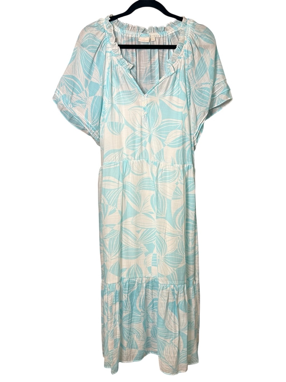 Sharagano Sky Blue & White Floral Dress